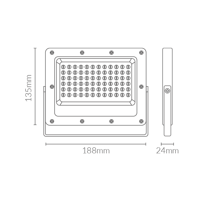 KADO_50w_MEDIDAS Proyector Kado 50W medidas